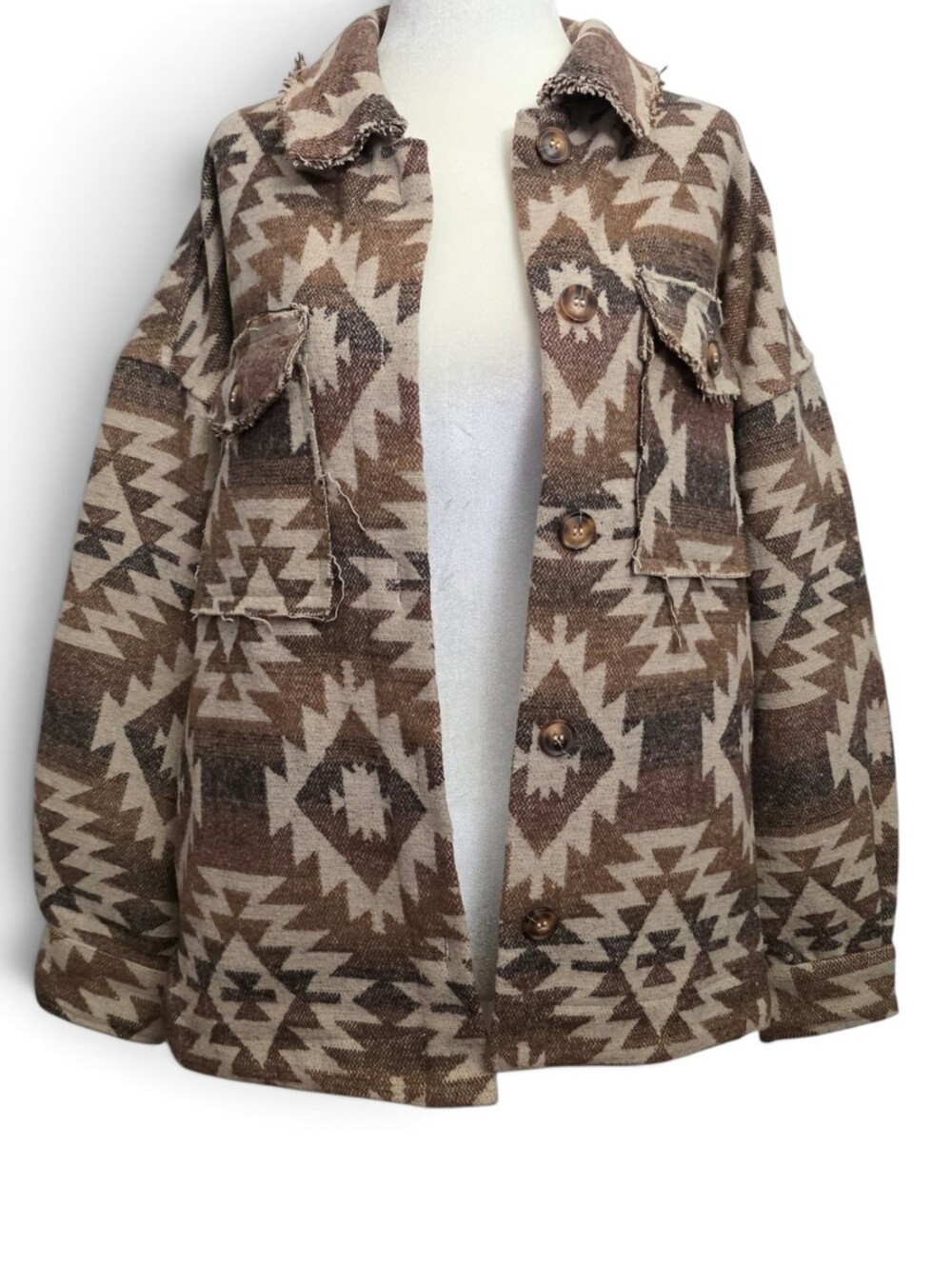 NEW IN Brown Aztec Utility Shacket Jacket